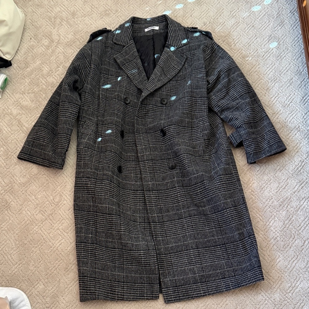Women's Double-Breasted Plaid Pea Coat